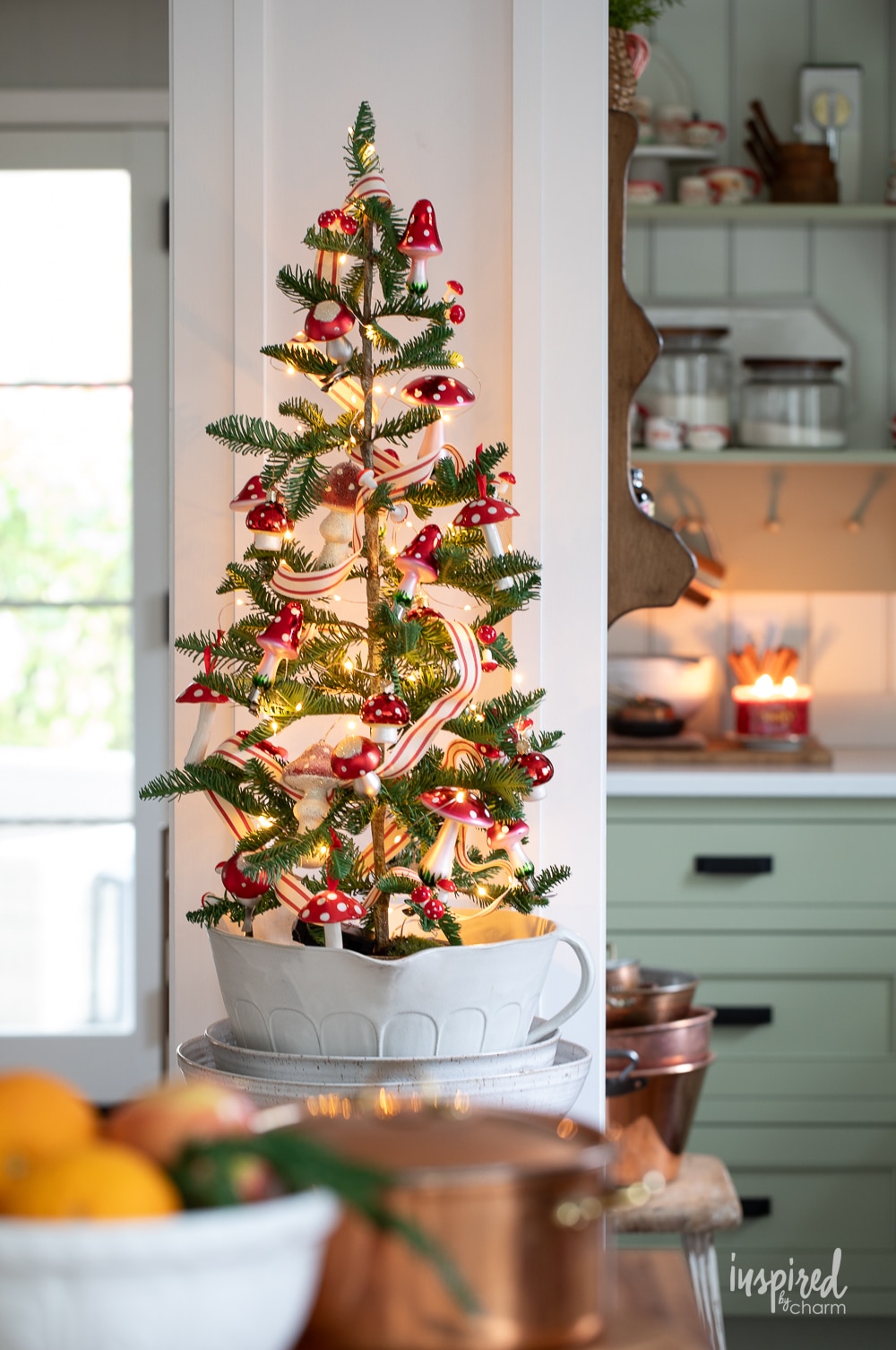 Whimsical Mushroom-Inspired Tabletop Christmas Tree